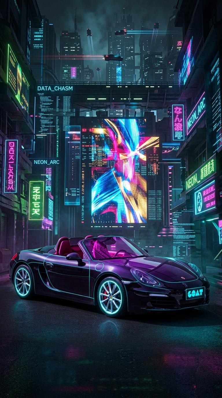 Remix your car photo into cyberpunk energy after